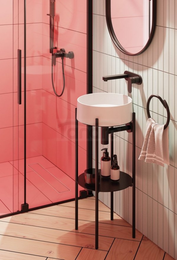 DEANTE Ścianka prysznicowa walk-in - przesuwna czarna 90x195 KTJ_N39R