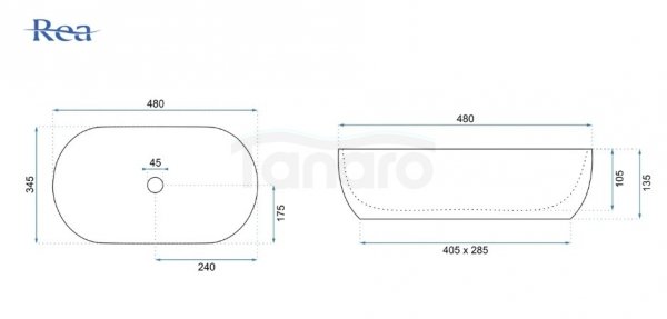 REA - Umywalka nablatowa AMELIA SAVANA MATT