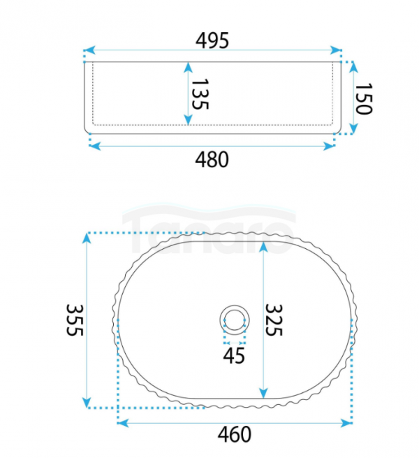 REA Umywalka nablatowa 46x35,5 Margaret Gio