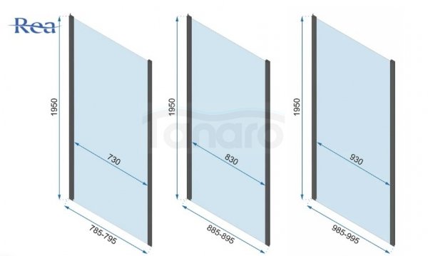 REA - Kabina Prysznicowa Przyścienna RAPID FOLD GOLD/ZŁOTA składane drzwi 100 + ścianka 100 x2 + ramię x2
