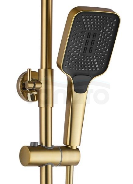 REA - Zestaw Natryskowy z Termostatem i wylewką ROB Gold Brush / Złoty Szczotkowany
