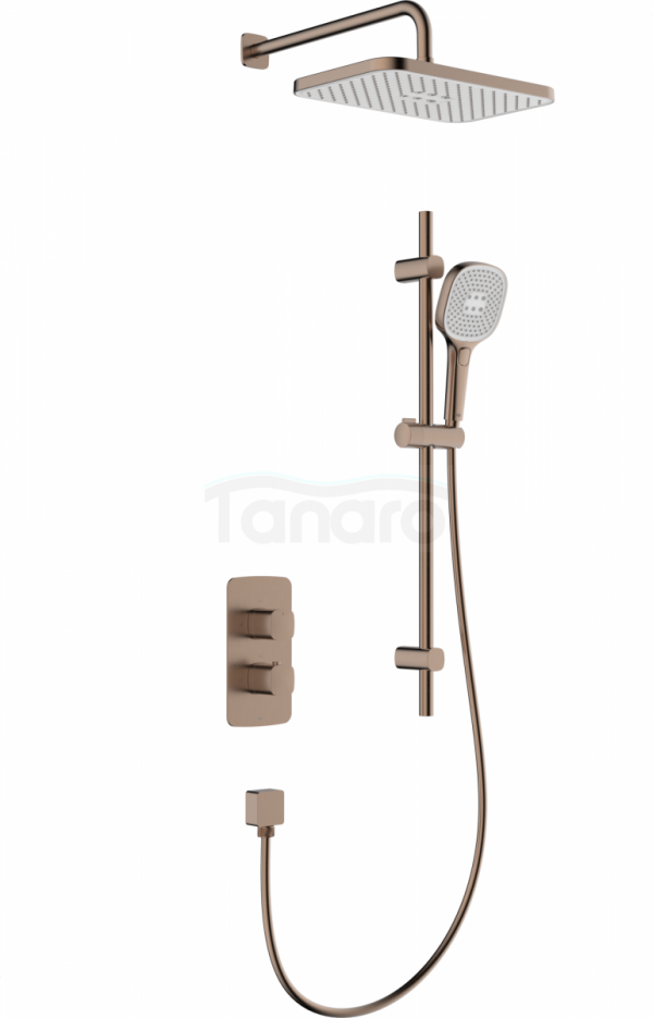 ARMATURA KRAKÓW KFA Zestaw podtynkowy z baterią natryskową termostatyczną MALAGA BRUSHED ROSE GOLD 5759-301-34