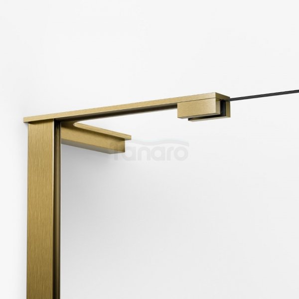 NEW TRENDY Kabina prysznicowa NESTA COPPER BRUSHED WALK-IN U 120x200 szkło czyste 8mm Active Shield 2.0 - WSPORNIK KĄTOWY K-1751-WL