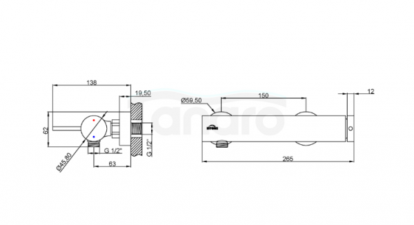 INVENA Bateria natryskowa Kalitea chrom BN-72-001-V