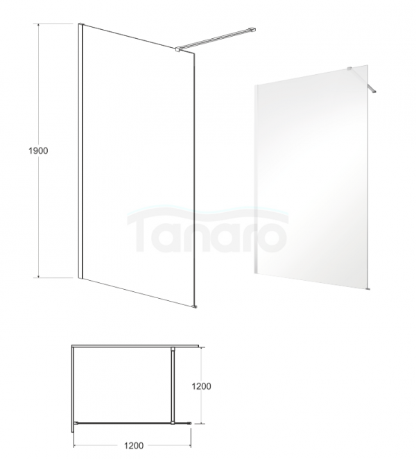 BESCO Kabina ścianka WALK-IN ECO-N 120cm EN-120-195C