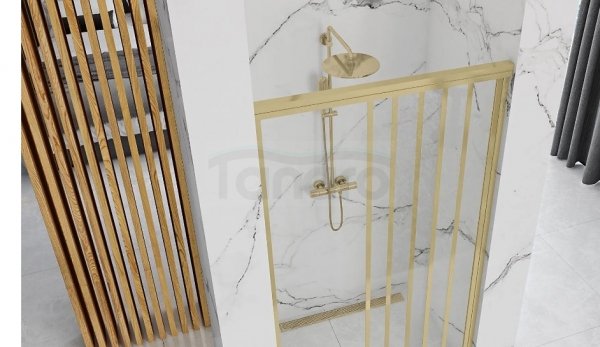 REA - Drzwi prysznicowe przesuwne ALEX GOLD BRUSH / ZŁOTO SZCZOTKOWANE 120cm