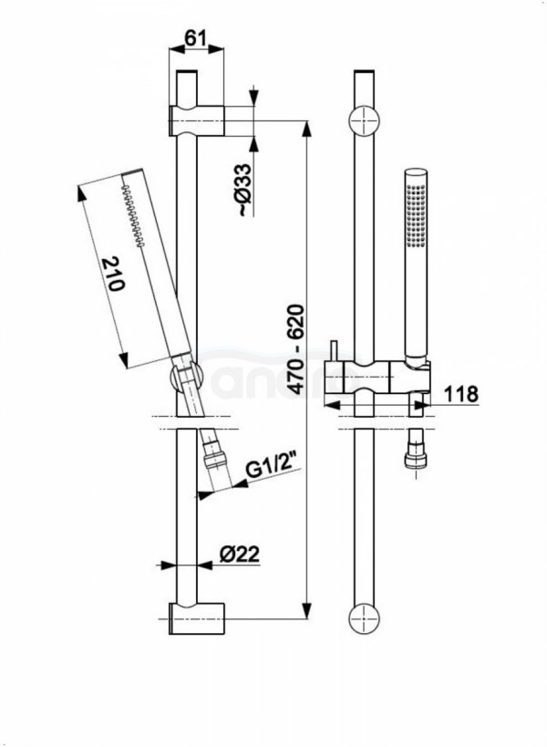 ARMATURA KRAKÓW KFA zestaw prysznicowy przesuwny MOZA PREMIUM WHITE 841-363-44 