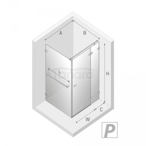 NEW TRENDY Kabina prysznicowa z uchwytem relingowym lewa AVEXA GOLD BRUSHED 90x70x200 EXK-3016