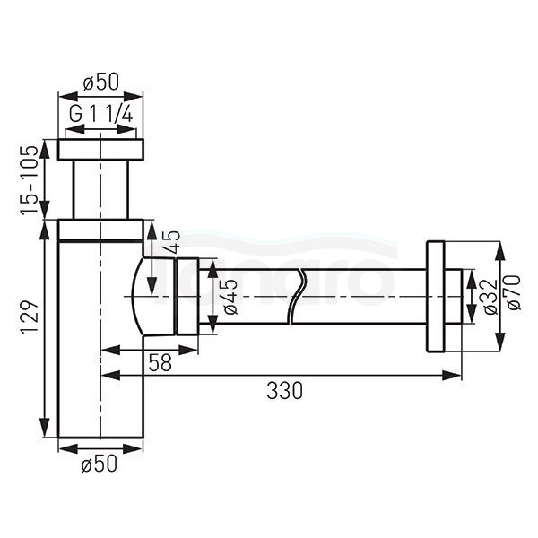 FERRO - Syfon butelkowy G1 1/4 x 32 mm, czarny  S282-BL