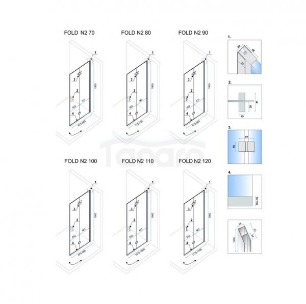 REA - Kabina prysznicowa MODUŁ FOLD N2 prostokątna podwójne drzwi składane 90x120