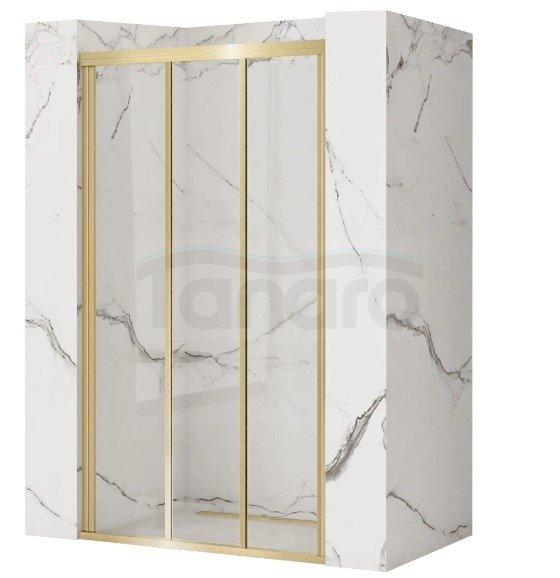 REA - Drzwi prysznicowe przesuwne ALEX GOLD BRUSH / ZŁOTO SZCZOTKOWANE 100cm