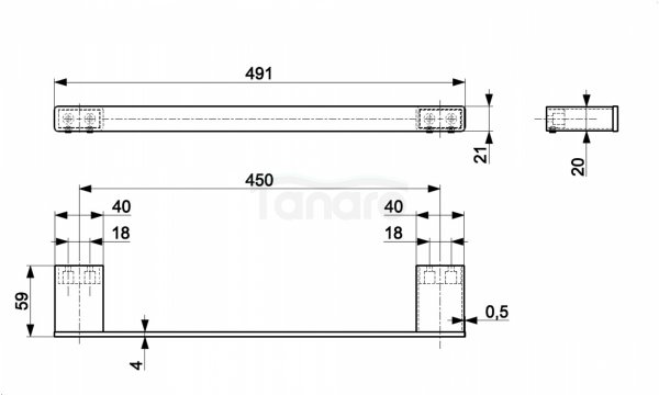 ARMATURA KRAKÓW KFA wieszak ręcznikowy 45 cm GUN METAL GREY 864-035-61