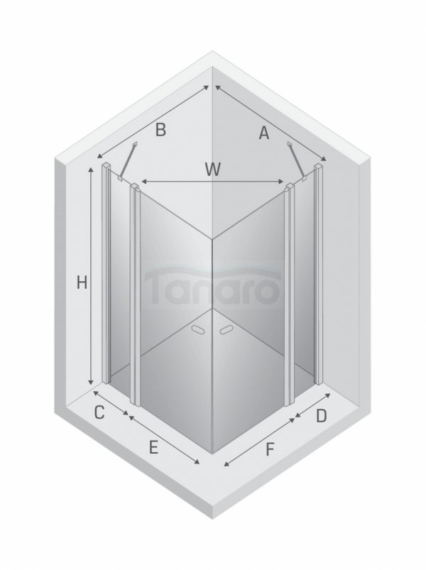 NEW TRENDY Kabina prysznicowa NEW SOLEO GOLD BRUSHED 2D prostokątna U 90x120x195 szkło czyste 6mm Active Shield 2.0 - z el. stałym K-4242