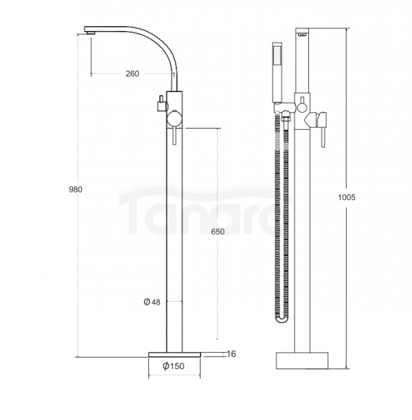 BESCO Bateria wannowa wolnostojąca Decco III grafit BW-DIII-GR
