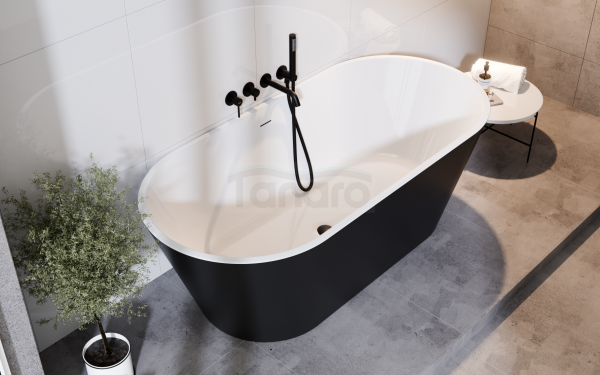 BESCO Wanna wolnostojąca Deeva Matt B&amp;W 180 + maskownica odpływu gun metal #WWA-180DMBM