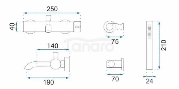 REA - Bateria wannowa LUNGO GRIP Tytan