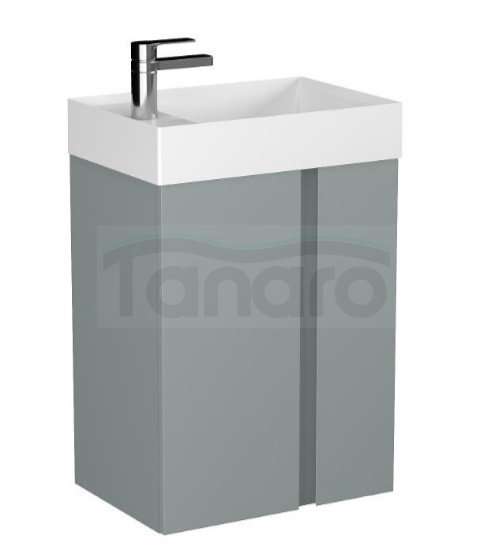 KROFAM - Szafka pod umywalkę UNIQ 49cm, 1 drzwi + cargo , szaro zielony  UN 4970-65S-W