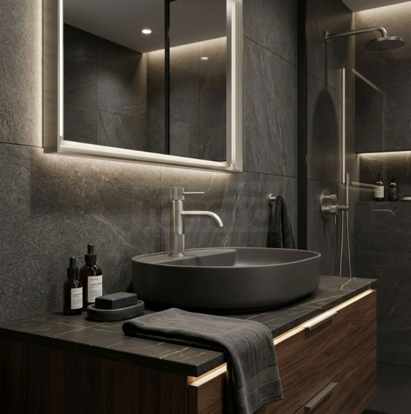 REA Bateria umywalkowa Rea Lungo Stripe Nikiel Szczotkowany Niska