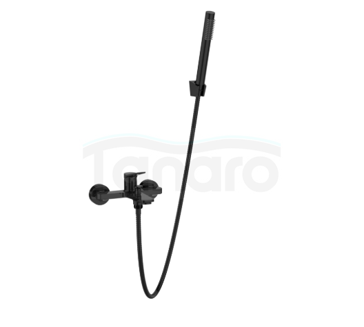 INVENA Bateria wannowa z zestawem natryskowym Alonia czarny połysk BW-70-004-V