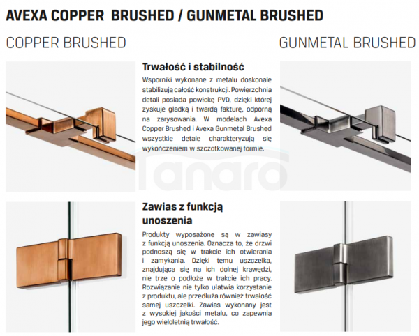 NEW TRENDY Drzwi prysznicowe AVEXA COPPER BRUSHED 90x200 EXK-3533