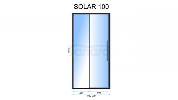 REA - Drzwi prysznicowe przesuwne SOLAR BLACK 100