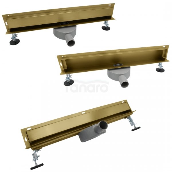 AQUALINE Odpływ liniowy ŚCIENNY ZŁOTY OBROTOWY 360° - 120 cm SR04GL1200
