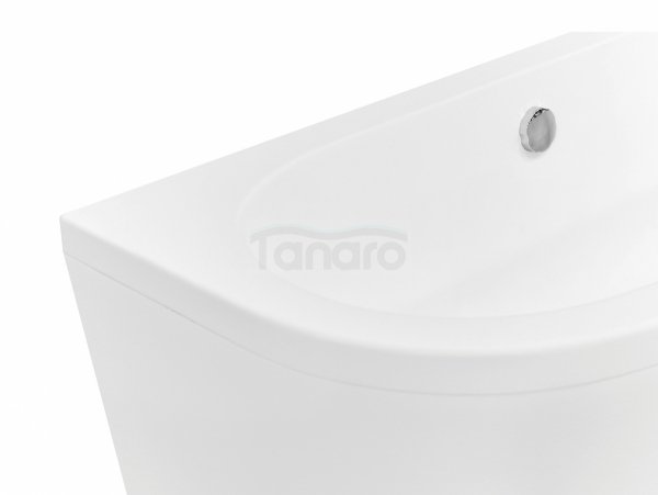 BESCO Wanna przyścienna wolnostojąca Volya 150 + syfon klik-klak chrom z przelewem slim #WKV-150-WSS