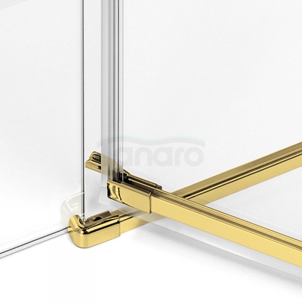 NEW TRENDY Drzwi wnękowe AVEXA GOLD BRUSHED 1D L 110x200 szkło czyste 6mm Active Shield 2.0 złoto szczotkowane EXK-1720