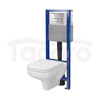 CERSANIT - Zestaw B983 stelaż podtynkowy mechaniczny SYSTEM 40 MECH + miska zawieszana COLOUR CleanOn + deska duroplastowa wolnoopadająca z funkcją łatwego wypinania + przycisk chrom błyszczący  S701-768