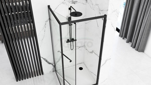 REA - Kabina prysznicowa narożna przesuwna SPACE IN Black/Czarna 80x100