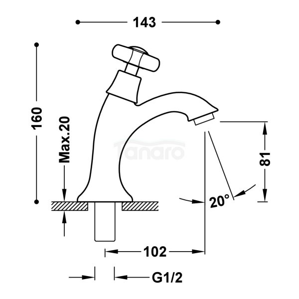TRES CLASIC Bateria 1-drożna umywalkowa- stal 24250301AC