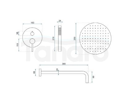 REA - Zestaw natryskowy podtynkowy LUNGO GRIP Miedziany Szczotkowany + BOX