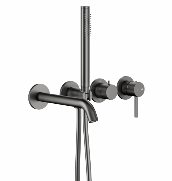 ARMATURA KRAKÓW KFA zestaw wannowy podtynkowy z baterią 3-otworową 2-funkcyjną MOZA GUN METAL GREY 5039-411-61