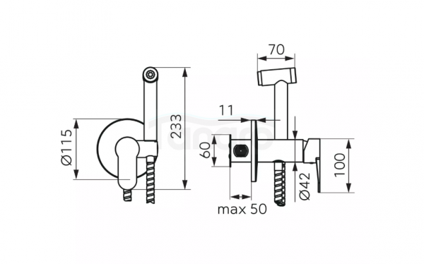 FERRO Bateria podtynkowa bidetowa, z zestawem NOSTRIS BNS66PBL