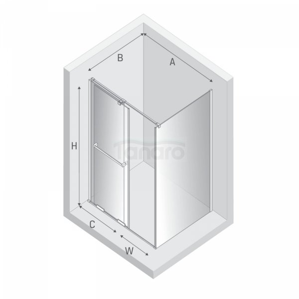 NEW TRENDY Kabina prysznicowa SMART GOLD BRUSHED 1D kwadratowa U 100x100x200 szkło czyste 8mm Active Shield 2.0 - UCHWYT RELING EXK-7562