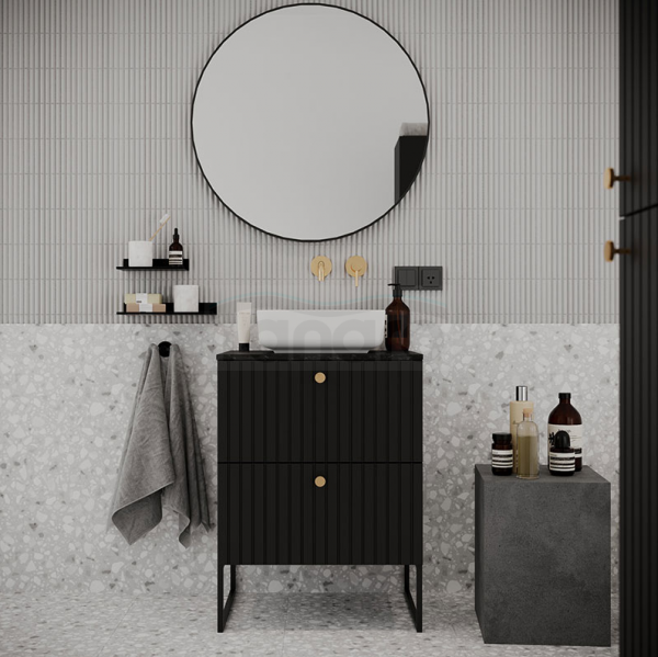 DEFTRANS szafka pod umywalkę z dwiema szufladami 80x60 Fuego D80 czarny mat 001-D-08012