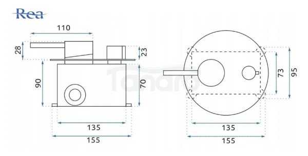 REA - Bateria wannowa podtynkowa LUNGO Tytan + Box
