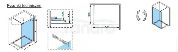 JELLOW  - ścianka prysznicowa FUJI 120 typu Walk-In szkło transparentne 8mm profil CHROM  KN-01-W-00-120