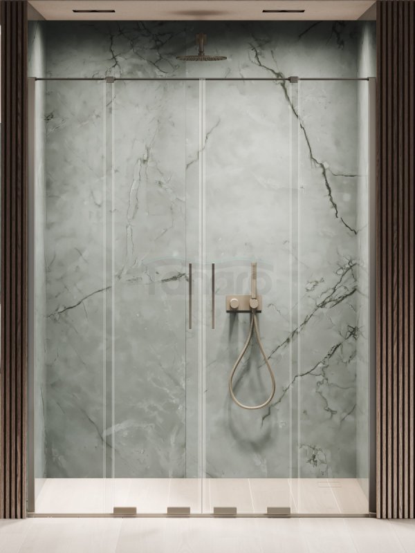 NEW TRENDY Drzwi wnękowe SMART GUNMETAL BRUSHED 2D U 180x200 szkło czyste 8mm Active Shield 2.0 EXK-7838