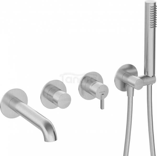 DEANTE - Bateria wannowa SILIA 4-otworowa podtynkowa Stal Szczotkowana BQS_F18P