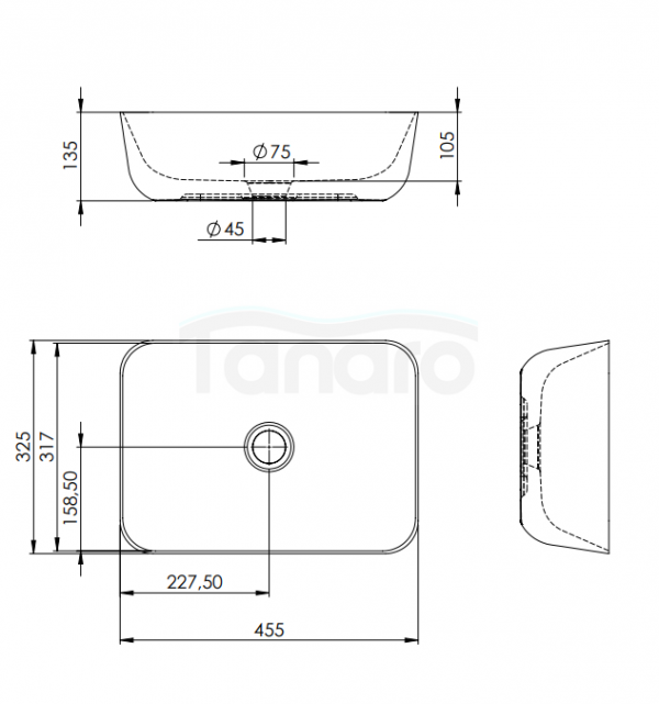 ELITA UMYWALKA RENI BICOLOR 46x33 BLAT, CERAM WHITE HG/BLACK MATT 146111/RE040460896110