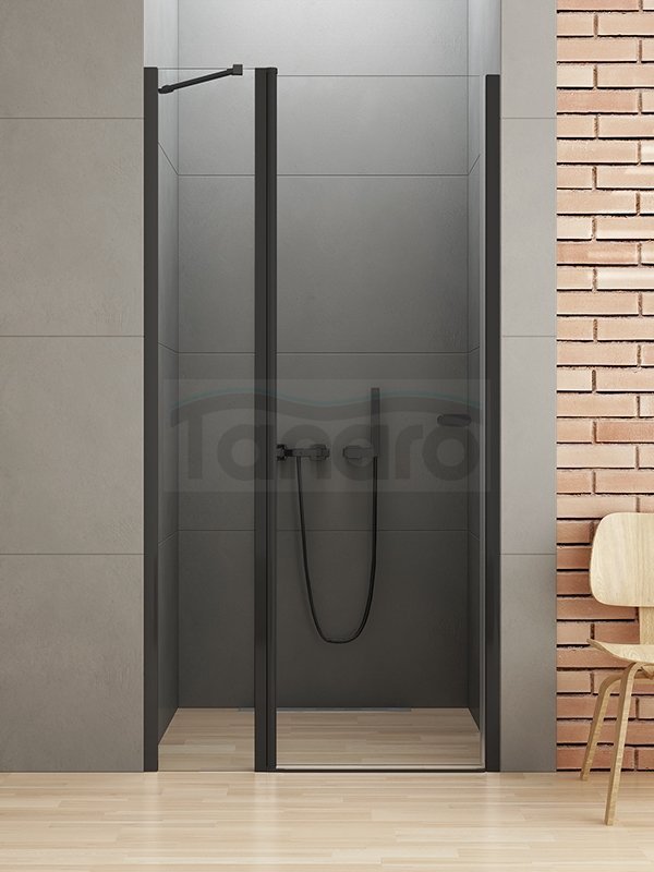 NEW TRENDY Drzwi wnękowe prysznicowe otwierane na zewnątrz i do wewnątrz NEW SOLEO BLACK 100X195 D-0242A