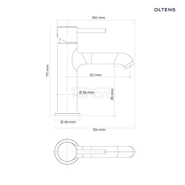Oltens Molle Slim bateria umywalkowa stojąca złoty połysk 32203800