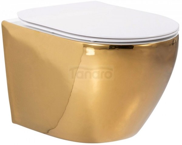 Cuvette WC suspendue Carlo Flat Mini Gold/White - Rea