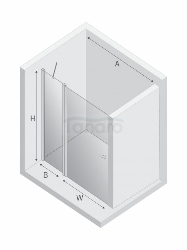NEW TRENDY Drzwi wnękowe NEW SOLEO GOLD BRUSHED 1D U 100x195 szkło czyste 6mm Active Shield 2.0 - z elementem stałym D-0772A
