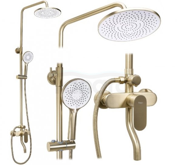 REA - Zestaw natryskowy DROP Złoty Szczotkowany