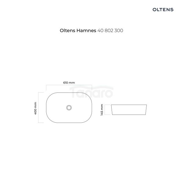 Oltens Hamnes umywalka 61x40 cm nablatowa owalna z powłoką SmartClean czarny mat 40802300