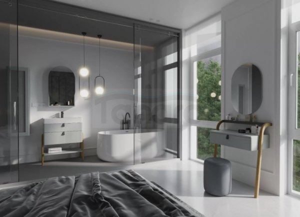 KROFAM - Umywalka meblowa MOSS - Solid Surface 70cm, biały z otworem na baterię