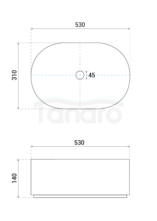BESCO Umywalka nablatowa Lova Cera-Line 53 Matt Mokka UNCM-53-LOM