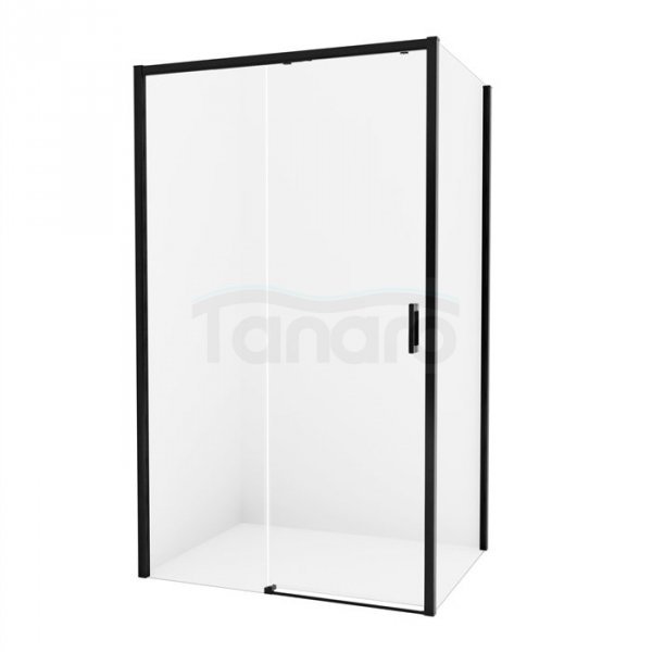 NEW TRENDY Kabina prysznicowa 100x90 Prime Black drzwi przesuwne Lewa D-0316A/D-0129B